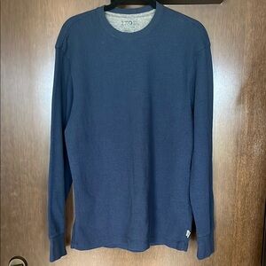 Izod Vintage Blue Long Sleeve Waffle Henley Sweater Shirt